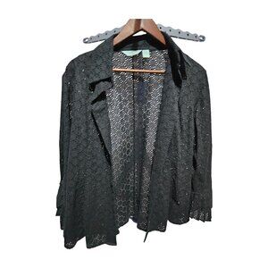 John Forsyth Women’s Black Floral, Button Lace Jacket. XL. $19.00